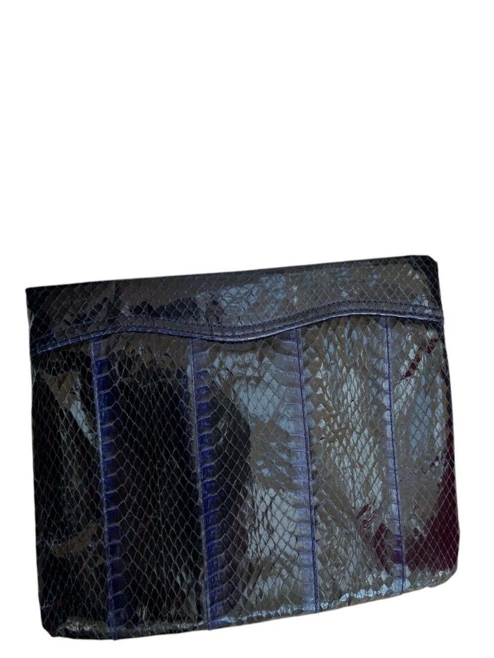 J. Renee Clemente Vintage 100% python snakeskin deep navy blue purple clutch bag